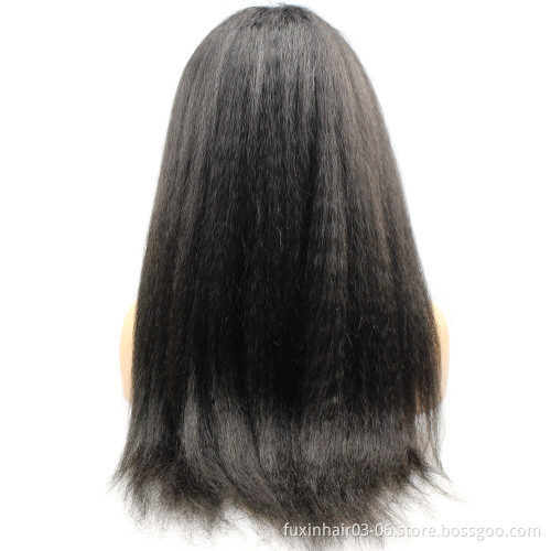 Xuchang Fuxin Cuticle Aligned Extensions Raw Virgin Kinky Straight Hair Full Lace Wigs Brazilian Hair Swiss Lace 12 Inch Long